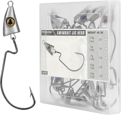 THKFISH Fish Eye Swimbait Jig Heads, 20PCS Weighted Swimbait Jig Heads,Weighted Hooks for Texas Rig or Ned Rig Fishing,Weedless Swing Jig Heads for Bass Fishing in Saudi Arabia