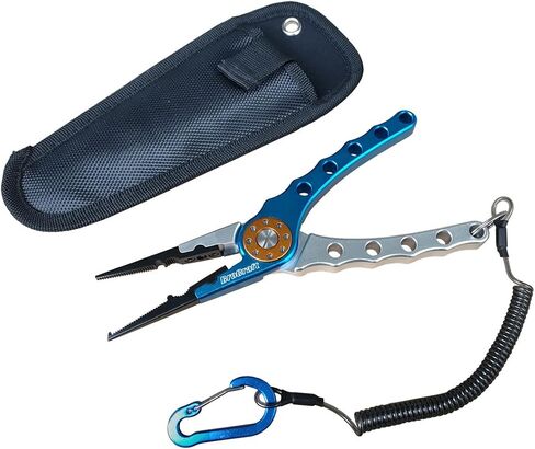 Brocraft Fishing Aluminum Fishing Pliers Saltwater, Fishing Multitool Hook Remover Braided Fishing Line Cutting and Split Ring with Coiled Lanyard and Sheath in Saudi Arabia