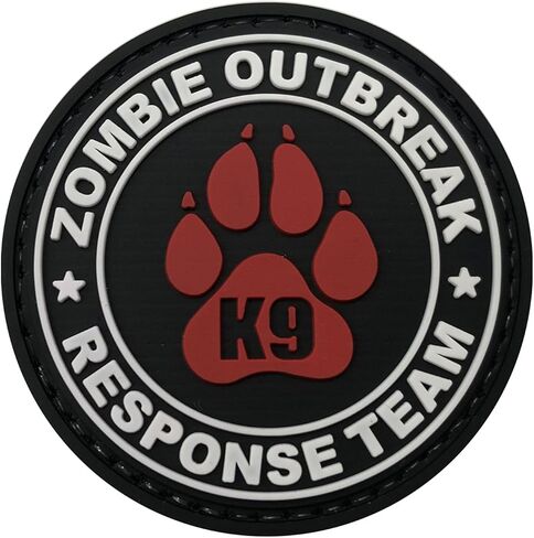 Zombie Outbreak Response Team K9 Paw Canine Unit Tactical PVC Patch Combat Badge with Hook Fastener Backing (AllRed) in Saudi Arabia