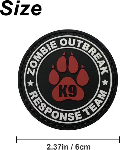 Zombie Outbreak Response Team K9 Paw Canine Unit Tactical PVC Patch Combat Badge with Hook Fastener Backing (AllRed) in Saudi Arabia