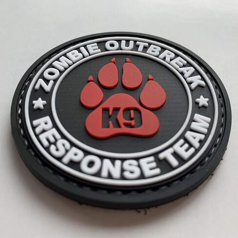 Zombie Outbreak Response Team K9 Paw Canine Unit Tactical PVC Patch Combat Badge with Hook Fastener Backing (AllRed) in Saudi Arabia