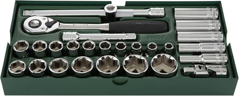 مجموعة مقابس SATA 27 قطعة 1/2 بوصة محرك 6 نقاط مترية - ST09903SJ in Kuwait