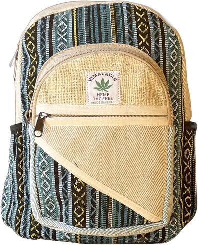 حقيبة ظهر صغيرة من القنب والقطن باللون الأزرق، حقيبة ظهر هيبي (BAG-003-SM) in Saudi Arabia