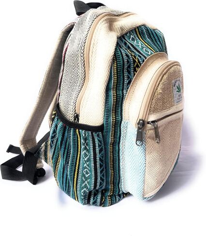 حقيبة ظهر صغيرة من القنب والقطن باللون الأزرق، حقيبة ظهر هيبي (BAG-003-SM) in Saudi Arabia