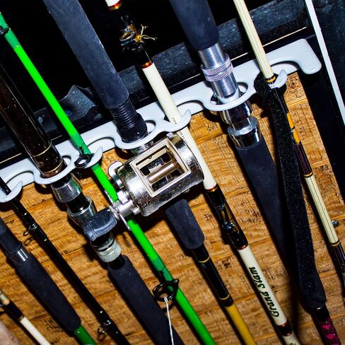 Piranha FD011 Original Vinyl Coated Steel Indoor Outdoor Compact Overhead and Wall Mount Fishing Rod Rack w/Hardware, Holds 11 Rods (2 Pack) in Saudi Arabia