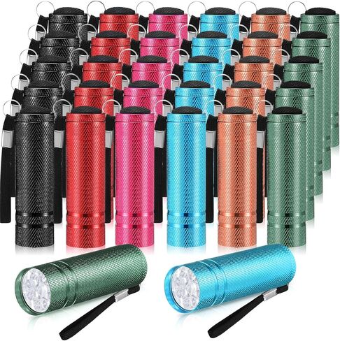 36 Pack Mini Flashlights Bulk, Bright Aluminum Handheld Flashlight with Lanyard, Small LED Flashlights for Kids Night Reading Emergency Hurricane Camping Party Favors(Fresh Color) in Kuwait