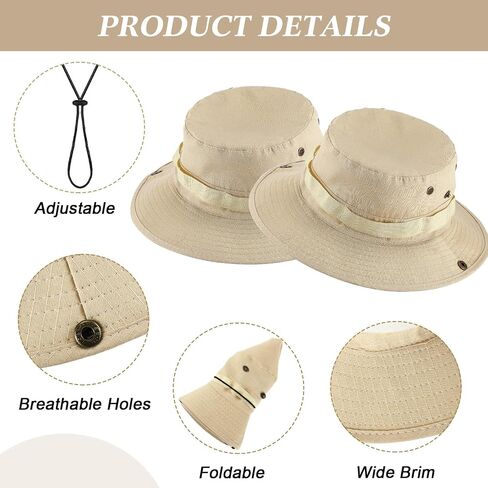 30 Pcs Bucket Hat Bulk Wide Brim Boonie Hats Safari Fishing Hat Sun Hat with Chin Strap for Men Women Hiking Travel Golf Military Beach Beige in Kuwait