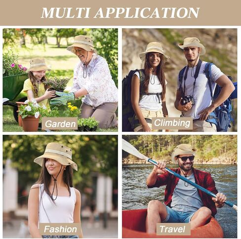 30 Pcs Bucket Hat Bulk Wide Brim Boonie Hats Safari Fishing Hat Sun Hat with Chin Strap for Men Women Hiking Travel Golf Military Beach Beige in Kuwait