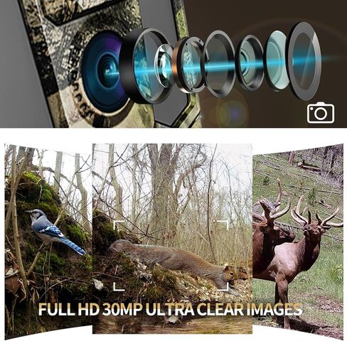 WOSPORTS WiFi Trail Camera 2K 30MP HD كاميرات الألعاب مع حركة الرؤية الليلية المنشط، كاميرا الصيد مع شاشة LCD ملونة مقاس 2.0 بوصة، وكاميرا غزال بزاوية عريضة 120 درجة لمراقبة الحياة البرية in Kuwait