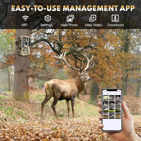 WOSPORTS WiFi Trail Camera 2K 30MP HD كاميرات الألعاب مع حركة الرؤية الليلية المنشط، كاميرا الصيد مع شاشة LCD ملونة مقاس 2.0 بوصة، وكاميرا غزال بزاوية عريضة 120 درجة لمراقبة الحياة البرية in Kuwait