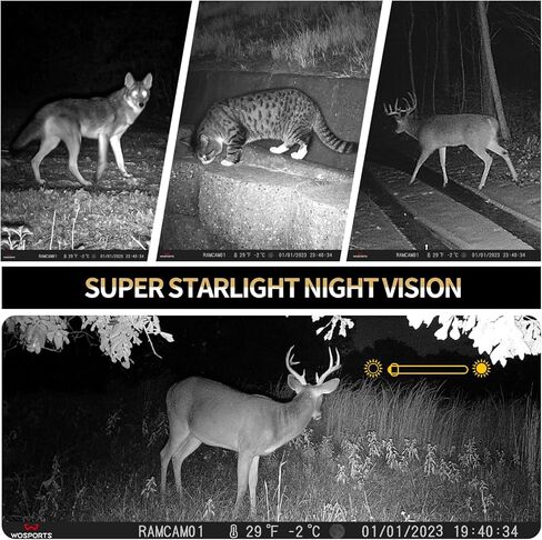 WOSPORTS WiFi Trail Camera 2K 30MP HD كاميرات الألعاب مع حركة الرؤية الليلية المنشط، كاميرا الصيد مع شاشة LCD ملونة مقاس 2.0 بوصة، وكاميرا غزال بزاوية عريضة 120 درجة لمراقبة الحياة البرية in Kuwait