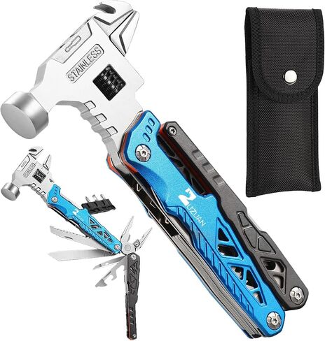 Upgraded 18 in 1 Multitool,Professional Stainless Steel Multitool Pliers with Replaceable Alloy Steel Blades Wire Cutters,Bottle Opener,Nylon Sheath,Apply to Survival,Camping & Hunting（Black） in Saudi Arabia