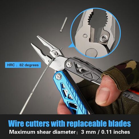 Upgraded 18 in 1 Multitool,Professional Stainless Steel Multitool Pliers with Replaceable Alloy Steel Blades Wire Cutters,Bottle Opener,Nylon Sheath,Apply to Survival,Camping & Hunting（Black） in Saudi Arabia