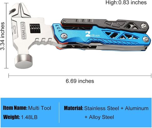 Upgraded 18 in 1 Multitool,Professional Stainless Steel Multitool Pliers with Replaceable Alloy Steel Blades Wire Cutters,Bottle Opener,Nylon Sheath,Apply to Survival,Camping & Hunting（Black） in Saudi Arabia