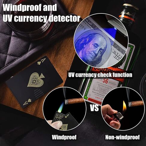 Lighte Metal Creative Poker Cool Lighter Storm Lighter Jet Flame Gas Butane Refillable, Sold Without Gas in Saudi Arabia