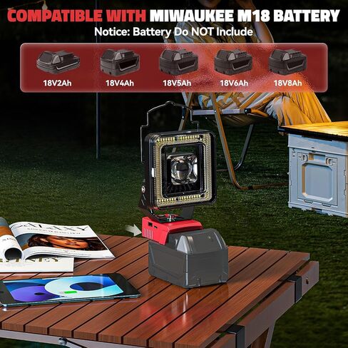 LED Work Light for Dewalt 20v Max Battery, 60W Cordless LED Flood Light with 4 Color Temperature, Portable Spotlight, Flashlights High Lumens with USB/Type-C Charging Ports for Workshop, Garage in Saudi Arabia