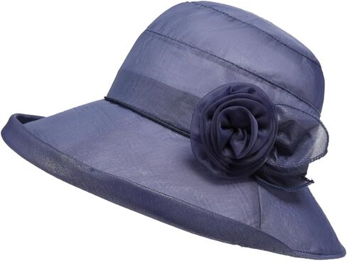 Women's Foldable Floral Bucket Hat Wide Brim Derby Church Wedding Fascinators Cloche Bowler Beach Sun Hat Derby Tea Party in Saudi Arabia