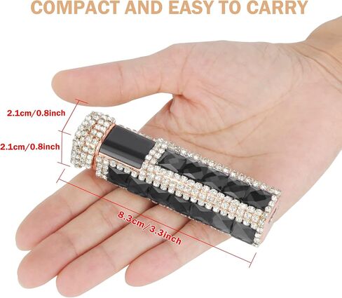 Electric Lighter Bling Glitter USB Rechargeable Lighters Cigarette Lighter with Rhinestone, for Girl Women, All Black in Kuwait