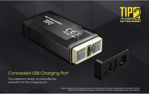 Nitecore TIP 2 (TIP2) Keychain Flashlight, 720 Lumen LED High Lumen USB Rechargeable for EDC Pocket with LumenTac Charging Cable in Saudi Arabia