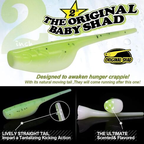 Crappie-Baits- Plastics-Jig-Heads-Kit-Shad-Fishing-Lures-for Crappie-Panfish-Bluegill-20Piece Kit - 15 Bodies- 5 Crappie Jig Heads in Saudi Arabia