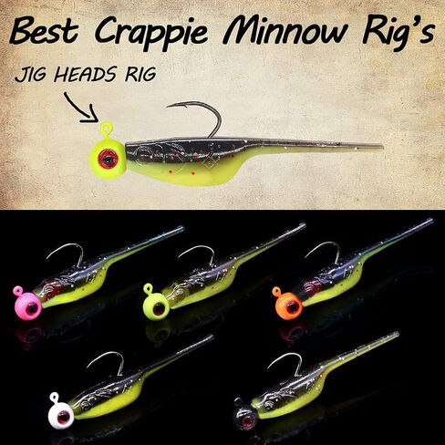 Crappie-Baits- Plastics-Jig-Heads-Kit-Shad-Fishing-Lures-for Crappie-Panfish-Bluegill-20Piece Kit - 15 Bodies- 5 Crappie Jig Heads in Saudi Arabia