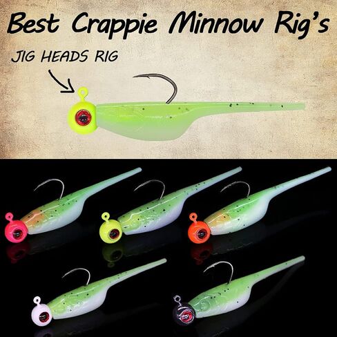 Crappie-Baits- Plastics-Jig-Heads-Kit-Shad-Fishing-Lures-for Crappie-Panfish-Bluegill-20Piece Kit - 15 Bodies- 5 Crappie Jig Heads in Saudi Arabia