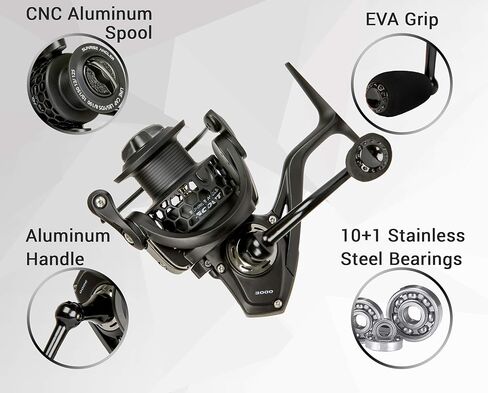 صن رايز أنجلر سكاوت 3000 بكرة دوارة للمياه العذبة | هيكل من ألياف الكربون خفيف الوزن بوزن 8.6 أونصة | قرص ثلاثي 24+ رطل أقصى سحب | 10+1 ستانلس ستيل BB | 5.2:1 نسبة التروس | قبضة إيفا in Kuwait