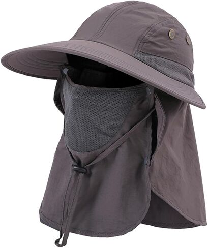 Fisherman Bucket Hats Wide Brim Sun Hat UPF 50+ with Face Cover & Neck Flap, Ponytail Design for Women Men in Saudi Arabia
