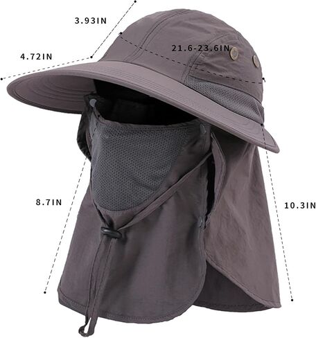 Fisherman Bucket Hats Wide Brim Sun Hat UPF 50+ with Face Cover & Neck Flap, Ponytail Design for Women Men in Saudi Arabia