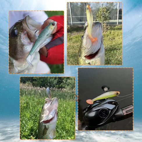 5PCS Pre-Rigged Jig Head Soft Fishing Lures with Paddle Tail, Swim Baits 3D Eyes Spinner Blades for Bass Fishing, Fishing Bait for Freshwater Saltwater, Fishing Lures for Bass Trout Walleye Crappie in Saudi Arabia