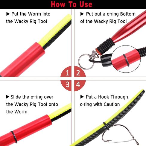 Wacky Worm Fishing Lures Kit, Bass Fishing Wacky Rig Kit Soft Plastic Lures Wacky Worm Tool Wacky O-Rings Weedless Worm Hooks Tackle for Bass Fishing in Saudi Arabia