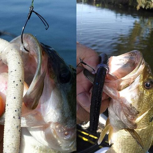 Wacky Worm Fishing Lures Kit, Bass Fishing Wacky Rig Kit Soft Plastic Lures Wacky Worm Tool Wacky O-Rings Weedless Worm Hooks Tackle for Bass Fishing in Saudi Arabia