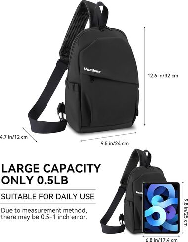 Crossbody Bags for Women Men - Travel Sling Backpack with Water Bottle Pocket, Multipurpose Chest Cross Body Shoulder Bag, Hiking Casual Daypack for Women Men - Black in Saudi Arabia
