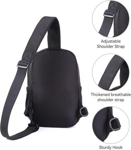 Crossbody Bags for Women Men - Travel Sling Backpack with Water Bottle Pocket, Multipurpose Chest Cross Body Shoulder Bag, Hiking Casual Daypack for Women Men - Black in Saudi Arabia