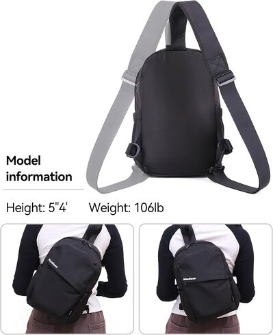Crossbody Bags for Women Men - Travel Sling Backpack with Water Bottle Pocket, Multipurpose Chest Cross Body Shoulder Bag, Hiking Casual Daypack for Women Men - Black in Saudi Arabia