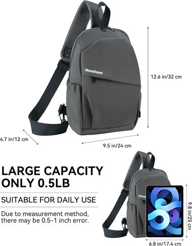 Crossbody Bags for Women Men - Travel Sling Backpack with Water Bottle Pocket, Multipurpose Chest Cross Body Shoulder Bag, Hiking Casual Daypack for Women Men - Black in Saudi Arabia