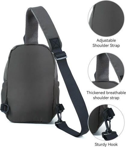 Crossbody Bags for Women Men - Travel Sling Backpack with Water Bottle Pocket, Multipurpose Chest Cross Body Shoulder Bag, Hiking Casual Daypack for Women Men - Black in Saudi Arabia
