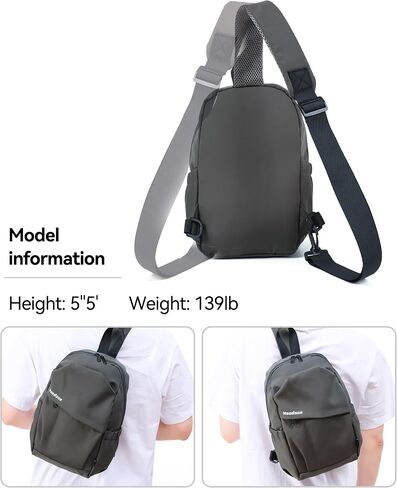Crossbody Bags for Women Men - Travel Sling Backpack with Water Bottle Pocket, Multipurpose Chest Cross Body Shoulder Bag, Hiking Casual Daypack for Women Men - Black in Saudi Arabia