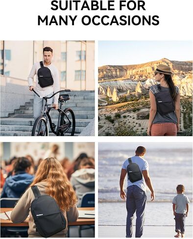 Crossbody Bags for Women Men - Travel Sling Backpack with Water Bottle Pocket, Multipurpose Chest Cross Body Shoulder Bag, Hiking Casual Daypack for Women Men - Black in Saudi Arabia