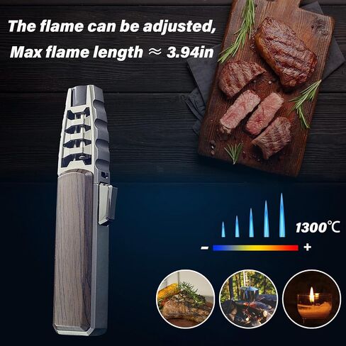 Butane Torch Lighter, Windproof Jet Flame Cooking Torch Lighter, Refillable, Flame Adjustable Outdoor Lighters with Safety and Fire Lock, Gift Box Package. (Butane Not Include) in Saudi Arabia