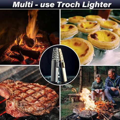 Butane Torch Lighter, Windproof Jet Flame Cooking Torch Lighter, Refillable, Flame Adjustable Outdoor Lighters with Safety and Fire Lock, Gift Box Package. (Butane Not Include) in Saudi Arabia