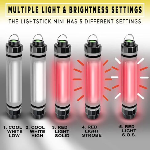 SunJack LightStick - ضوء مقاوم للماء قابل لإعادة الشحن مع بنك الطاقة، والمشي لمسافات طويلة، وحقائب الظهر والتخييم، وإكسسوارات المعدات الأساسية، ومستلزمات النجاة في حالات الطوارئ والتأهب للأعاصير in Saudi Arabia
