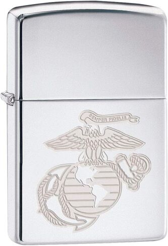 Zippo Lighter: USMC Marines Logo Engraved - High Polish Chrome 79437 in Saudi Arabia