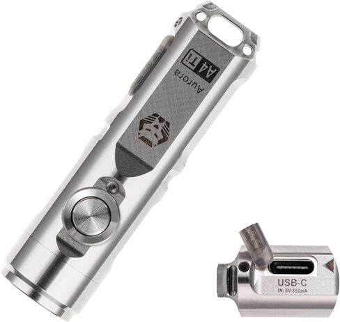 ترقية الجيل الرابع RovyVon Aurora A4 EDC Keychain Flashlight، USB C مصباح يدوي قابل لإعادة الشحن، تيتانيوم 650 لومن مصباح يدوي محمول فائق السطوع، خمسة أوضاع إضاءة، مصباح يدوي صغير للحمل اليومي in Kuwait