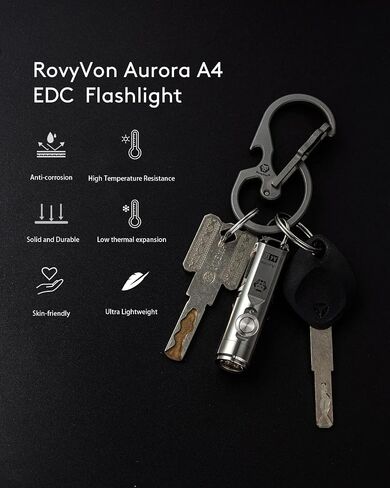 ترقية الجيل الرابع RovyVon Aurora A4 EDC Keychain Flashlight، USB C مصباح يدوي قابل لإعادة الشحن، تيتانيوم 650 لومن مصباح يدوي محمول فائق السطوع، خمسة أوضاع إضاءة، مصباح يدوي صغير للحمل اليومي in Kuwait