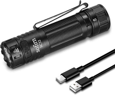 sofirn SC32 EDC مصباح يدوي 2000 لومن، مصباح يدوي صغير قابل لإعادة الشحن مع مصباح LED فائق السطوع SST40 5000K، مفتاح إلكتروني للذيل، مصباح يدوي بحجم الجيب للتخييم، والمشي لمسافات طويلة، والمشي في حالات الطوارئ للكلاب in Kuwait