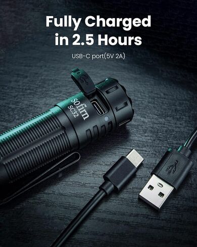 sofirn SC32 EDC مصباح يدوي 2000 لومن، مصباح يدوي صغير قابل لإعادة الشحن مع مصباح LED فائق السطوع SST40 5000K، مفتاح إلكتروني للذيل، مصباح يدوي بحجم الجيب للتخييم، والمشي لمسافات طويلة، والمشي في حالات الطوارئ للكلاب in Kuwait