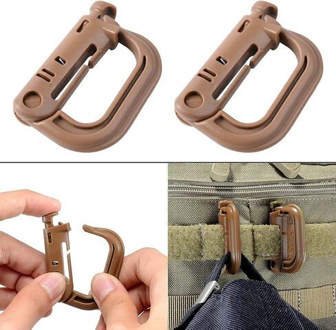 حلقات تسلق Grimlock تكتيكية على شكل حرف D لنظام ربط تعليق سريع القفل من أجل معدات مولي جير، لأشرطة سترة عسكرية تكتيكية أو حقائب دورية جاهزة 12 حزمة in Kuwait