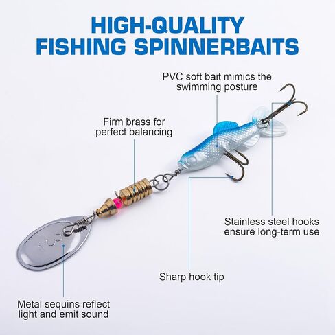 Fishing Lure Spinnerbait with Colorado Blades Bass Fishing Lures Spoon Lures with Treble Hooks for Freshwater Saltwater in Saudi Arabia
