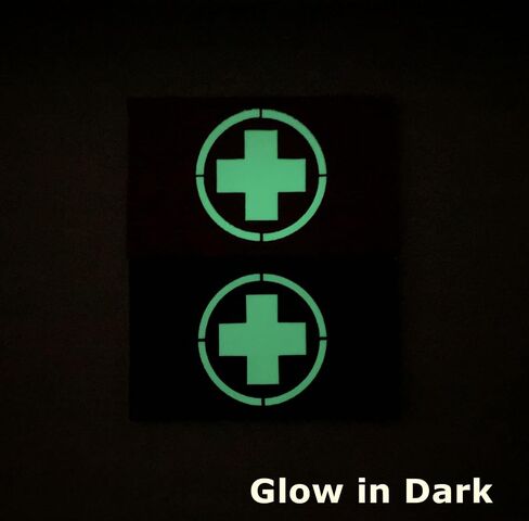 2 Pieces Glow in Dark Medic Cross First Aid Patches EMS EMT MED Medical Rescue Tactica Military with Hook and Loop Fastener Backing (Glow in Dark-Black) in Saudi Arabia